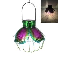 Lámpara Solar Decorativa con Forma de Flor, Resistente al Agua, para Exteriores, Lámpara Colgante de Metal, Linterna LED Decorativa para Jardín, Patio, Camino