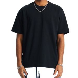 T-shirt Homme Oversize Hip Hop Streetwear en Coton Tricoté Uni 245 GSM Respirant Écologique à Épaules Tombantes - Product Image 1
