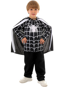 Baige Kinderen Spider Zwarte Jurk Cape Set Balzaal Optreden Kleding Jongens Meisjes Cosplay Feestkostuums Kinderen - Product Image 5