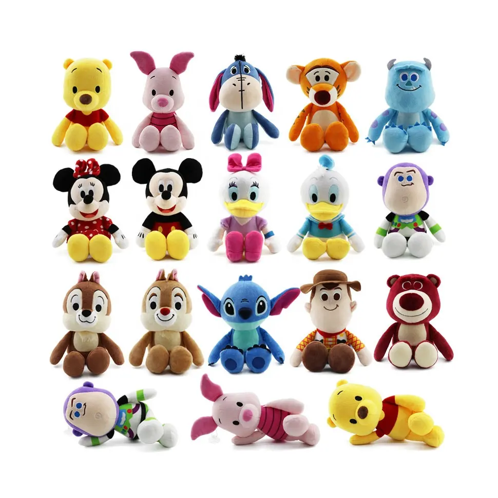 Ensemble de Mini animaux en peluche de dessin animé, poupées d'animaux en peluche pour garçons et filles
