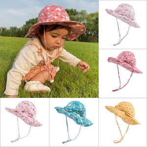 Chapeaux de Protection <span class=keywords><strong>solaire</strong></span> <span class=keywords><strong>pour</strong></span> bébé fille, bonnet de plage <span class=keywords><strong>pour</strong></span> enfant à large bord, UPF 50 + - Product Image 3