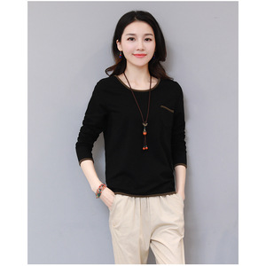 Women's Long Sleeve T-Shirt Army Green Loose Fit Round Neck Casual Top Knitted Fabric Simple Style Everyday Wear - Product Image 2