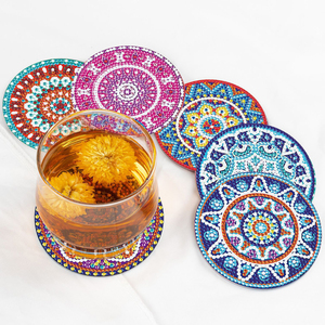 5D DIY Mandala Flor de Natal Animal Oceano 6/8/9/12/18 Peças Com Stand Titular Chá DIY Pintura Diamante Coaster Set Kit - Product Image 2