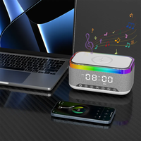 Cargador Inalámbrico para Reloj Despertador, Lámpara de Escritorio con Luz LED RGB Intermitente de Colores, Altavoz, Teléfono Móvil, Computadora, Sala de Estar