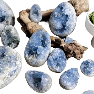 بيع بالجملة بيضة الكالسيت الأزرق الطبيعي Druzy منحوتة الشفاء مجموعة الجيود <span class=keywords><strong>Celestite</strong></span> لديكور المنزل - Product Image 4