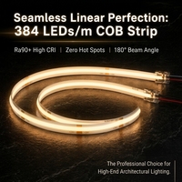 Système d'éclairage intégré CRI 90+ Bande LED COB Solutions intelligentes pour miroirs de placard 8mm 384 LED/m Découpable Compatible Tactile