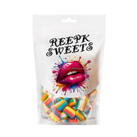 Sacs en mylar à fermeture éclair personnalisés, imprimés, résistants à l'odeur, pour bonbons, herbes, 3,5 g, comestibles, biscuits gélifiés, emballage de biscuits, sachets doypack en mylar avec fenêtre