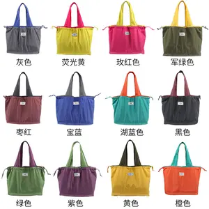 Custom Big Large 1 Shoulder Printing Logo Supermarket Nylon Shopping Bag Tote Grocery Bags Foldable Reusable Drawstring Bag