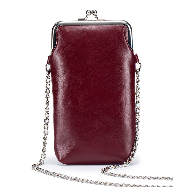 2023New Genuine Leather Vintage Mobile Phone Bag Small and Slim Women's Shoulder Chain Crossbody Bag Messenger Bag