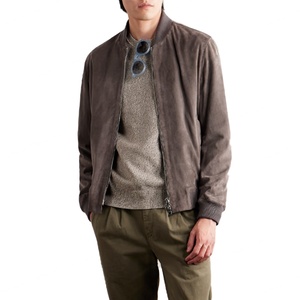 Veste bomber en daim de haute qualité pour homme, mode décontractée, sur mesure, vente en gros - Product Image 2