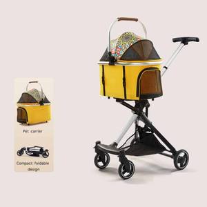 Luxury 4-Wheel Pet Stroller Detachable <b>Cage</b> Easy One-Hand Fold Lightweight Travel Carrier Transparent Fabric Fashion for Dogs - Product Image 3