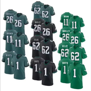 2025 Super Abowl Kelly Verde Camisas De Futebol Americano 1 Jalen Hurts 6 Smith 11 Marrom 26 Saquon Barkley 12 Cunningham 20 Dawkins - Product Image 1