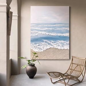 Abstract <b>Ocean</b> Wave Texture <b>Painting</b> Hand Painted Oil Canvas Art For Living Room Entryway Decor Unframed Impressionism Style - Product Image 1