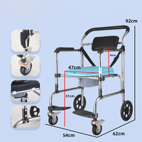 3 en 1 pliable ménage mobile toilette douche Chai patients épaissie chaise de bain salle de bain équipement de sécurité avec roues