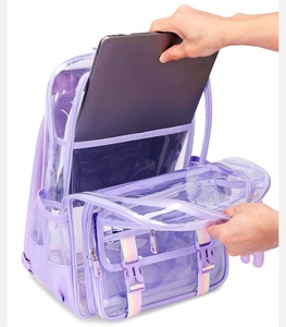 Sac à dos transparent en PVC grande capacité unisexe avec fermeture éclair pour les élèves du <span class=keywords><strong>collège</strong></span> et du lycée - Product Image 2