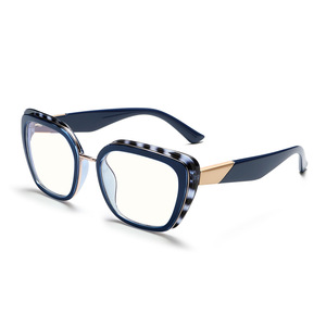 Lunettes de vue pour femmes Greyjack Butterfly Frame, monture pleine, verres Plano patchwork bicolores, anti-lumière bleue, K043OP - Product Image 3