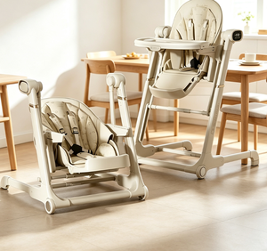 Chaise haute multifonctionnelle pour bébé de 0 à 2 ans, pliable, portable, chaise de repas pour enfants avec coussin doux - Product Image 4