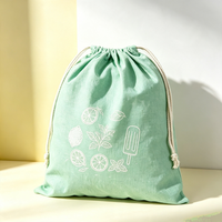 Sac à cordon en toile de coton écologique robuste pour femme, motif dessin animé, pochette portable pour le sport, la plage et l'organisation quotidienne