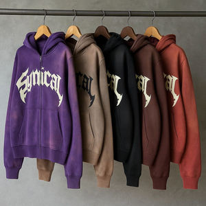 เสื้อฮู้ดดี้โอเวอร์ไซส์แบบซิปเต็มตัว พิมพ์ลาย 3 มิติ แบบพัฟฟ์  ผ้าหนา 400-500 แกรม  ฟอกสีซันเฟด  สำหรับผู้ชาย  รับทำโลโก้ตามสั่ง คุณภาพสูง - Product Image 2