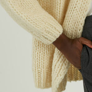 2022 Knitwear Factory 100% Cotton <strong>Chunky</strong> Heavy Gauge Cable Knit Sweater Cardigan Coat for <strong>Women</strong> - Product Image 6