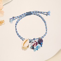 Bracelet boule tressée étoile de mer poisson coloré bricolage nouage à la mode tissé coquille breloque cheville plage bijoux Bracelet en pierre