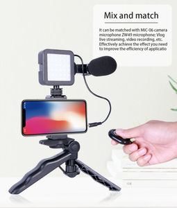 HOSHI-trípode ZW49 para cámara de teléfono, luz LED de vídeo, micrófono, palo de selfi, Kit de soporte para cámara, Vlogging para <span class=keywords><strong>Tick</strong></span> <span class=keywords><strong>Tock</strong></span> Studio - Product Image 1