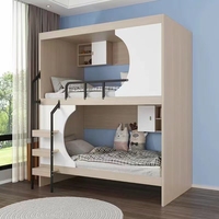 Lit superposé double moderne multifonctionnel en métal avec escalier, bureau et glissière intégrés pour hôtel, école, dortoir, appartement