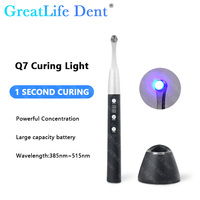Lampe de photopolymérisation dentaire sans fil Greatlife Dent Metal Head Q7, équipement LED à polymérisation rapide en 1 seconde pour le traitement quotidien des dentistes
