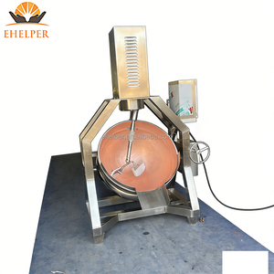 Precio de Fábrica |   Olla de Cocción con Rueda Manual para Inclinación, Tipo Wok de Cobre, Mezcladora Planetaria para Azúcar, Velocidad Ajustable 0-29 RPM, Calentamiento Eléctrico/a Gas - Product Image 4