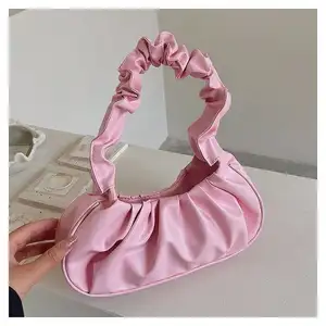 Mini bolso de mano fruncido de cuero Vegano para mujer