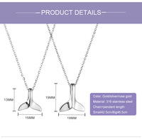 Collier pendentif queue de poisson en acier inoxydable 316L, bijou pour femme, queue de dauphin, placage or véritable PVD, accessoire étanche