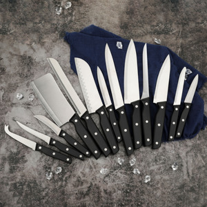 Set di <span class=keywords><strong>Coltelli</strong></span> <span class=keywords><strong>da</strong></span> Cucina Premium Ecologici per Chef, Lame in Acciaio Inox 3.5-8 Pollici, Manici in POM, Set Personalizzato - Product Image 1
