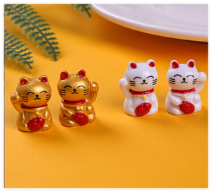 แมวกวักนำโชค DIY เรซิ่นทำมือ ทาสีด้วยมือ รูปปั้นมาเนกิเนโกะญี่ปุ่น ของตกแต่งบ้านจิ๋ว ของขวัญ - Product Image 5