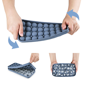 Meistverkaufte Lebensmittelqualität Leicht zu Lösende Runde Eiswürfelform Wiederverwendbare Silikon 32-Fach Mini-Kreis-Eisballform für Gefrierschrank - Product Image 5