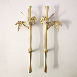 别墅公寓酒店家具五金装饰创意黄铜竹枝橱柜门拉手抽屉拉手 - Product Image 1