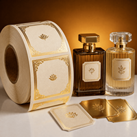 Étiquettes de parfum personnalisées en feuille d'or, autocollants de luxe imperméables pour emballages de bouteilles en verre, fournisseur OEM en rouleaux pour usines