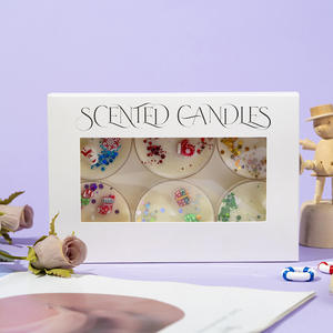 Bougie parfumée classique de Noël en forme de coquille de paillettes colorées, sans fumée, en forme de tasse, fabriquée à la main en Chine, en cire de soja, avec fleurs séchées - Product Image 3