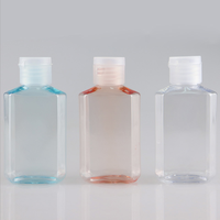 Bouteille octogonale vide en PET de 60 ml avec bouchon à vis pour savon liquide et désinfectant pour les mains, utilisation en voyage, récipient rechargeable