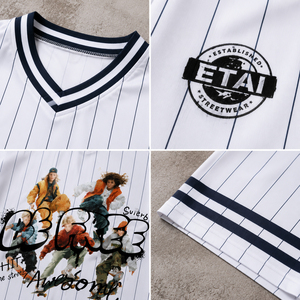 <span class=keywords><strong>T</strong></span>-<span class=keywords><strong>shirt</strong></span> col en V rayé délavé à l'acide avec logo imprimé à chaud, motif graphique, <span class=keywords><strong>t</strong></span>-<span class=keywords><strong>shirt</strong></span> oversize de luxe, <span class=keywords><strong>t</strong></span>-<span class=keywords><strong>shirt</strong></span> <span class=keywords><strong>vintage</strong></span> personnalisé pour homme - Product Image 2