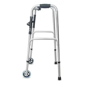 Andador dobrável de alumínio para idosos, atacado, caminhada dobrável de alumínio com rodas de 5 ", auxiliar a caminhada, para adultos