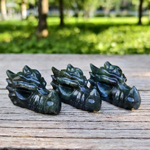 Crânes de dragon en labradorite polie de 8 cm, haute qualité, tendance mode, forte luminosité, pour la décoration de la maison, du bureau et comme cadeau d'affaires - Product Image 6