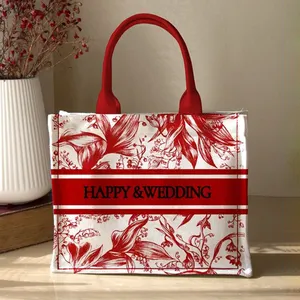 Özel baskılı çuval bezi çanta eko kullanımlık alışveriş jüt alışveriş çantası çevre dostu alışveriş çantası kırmızı çuval bezi Tote çanta