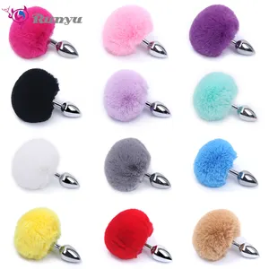 Short Rabbit Tail Anal Plug Product Adult Anal Toys for Women Cosplay Sex Toys with Metal Butt Plug