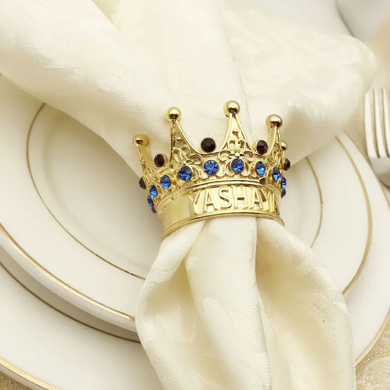 Goedkope Diamond Crown Servetringen Goud Servet Houder Voor Festival Bruiloft Decoratie