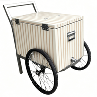 Chariot de vente ambulante en acier inoxydable à 2 roues pour glaces et bâtonnets glacés, chariot mobile pour la vente au détail