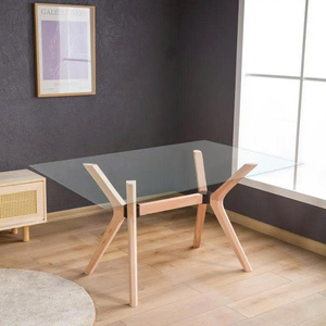 Pieds de table en bois de hêtre massif, base rectangulaire pour grandes tables à manger, en bois, faits à la main, en forme de X - Product Image 4
