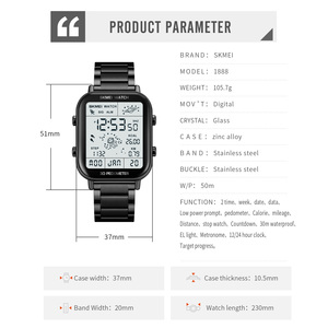 Jam Tangan Skmei 1888 Bisnis Laris Manis, Mahkota Spiral, Baja Anti Karat, Jam Digital <span class=keywords><strong>Sport</strong></span> - Product Image 4