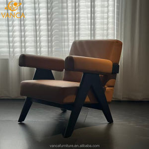 <span class=keywords><strong>Fauteuil</strong></span> de loisirs moderne et robuste en bois de frêne avec dossier, <span class=keywords><strong>fauteuil</strong></span> en cuir microfibre de qualité, brun, <span class=keywords><strong>pour</strong></span> la maison, l'hôtel, la réception - Product Image 2