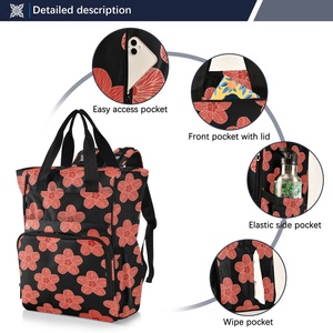 Baby Essentials Hawaiian Hau Flower Diaper Bag <b>Backpack</b> <b>Large</b> Capacity Custom Travel <b>Backpack</b> Mummy Maternity Diaper Tote - Product Image 3