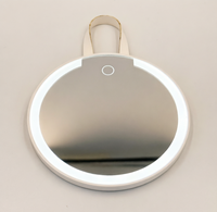 Miroir de maquillage de poche portable à LED, double grossissement 1x, finition chromée, rechargeable, design pliable, mini boîte cosmétique de voyage en plastique